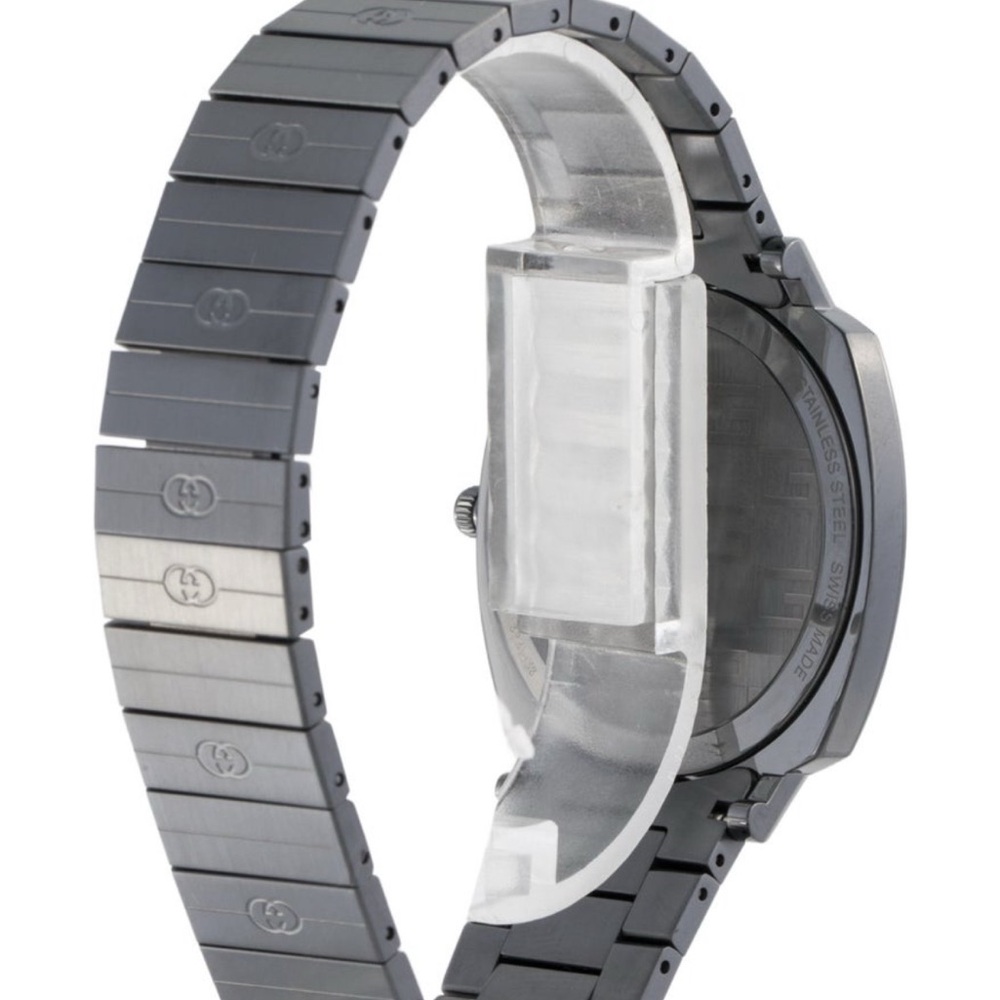 NWT Gucci Gray/Black Stainless Steel Dual-Window Watch - Picture 3 of 4